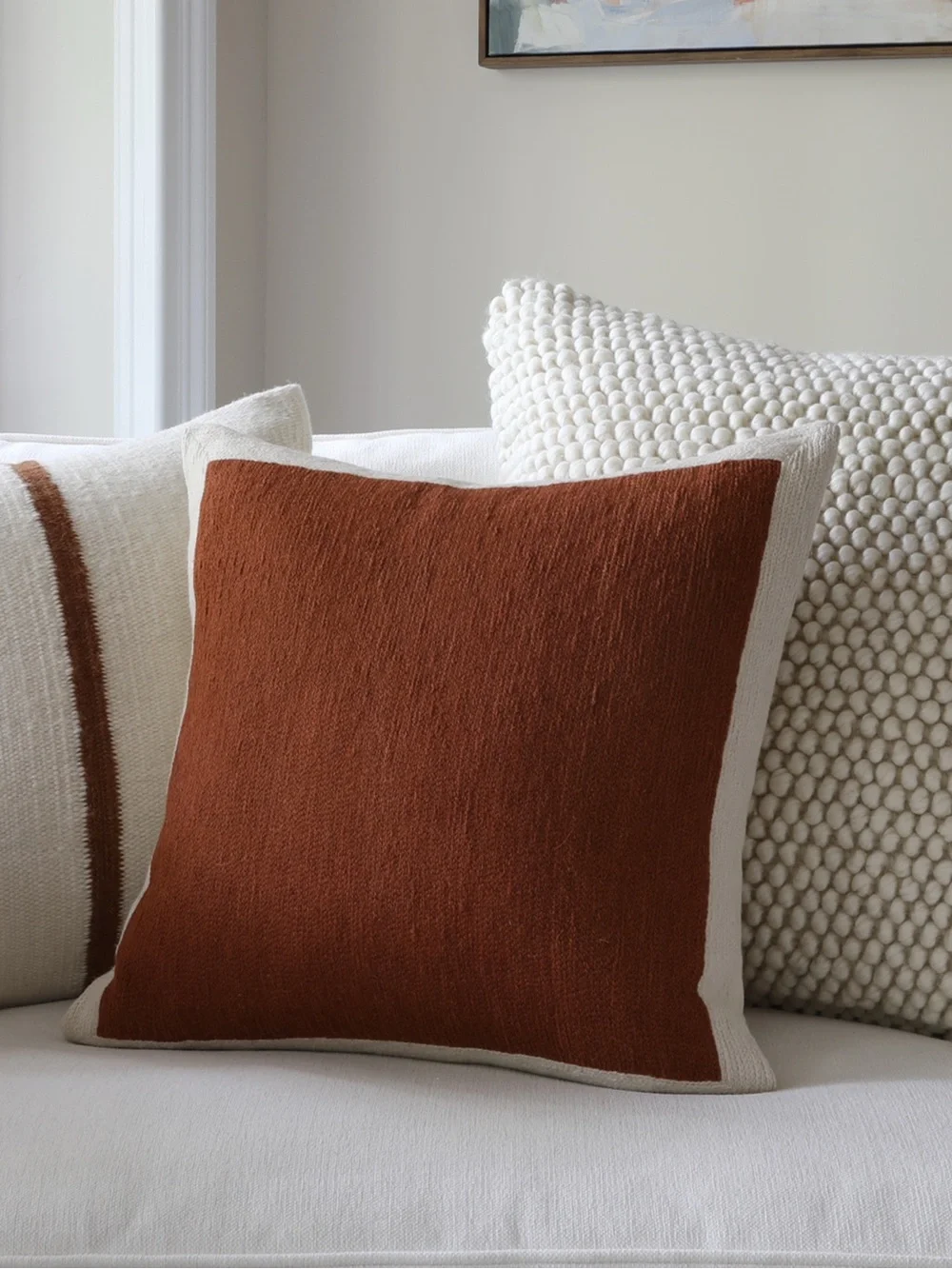 West Elm Essex Rust-Colored Throw Pillow Cover